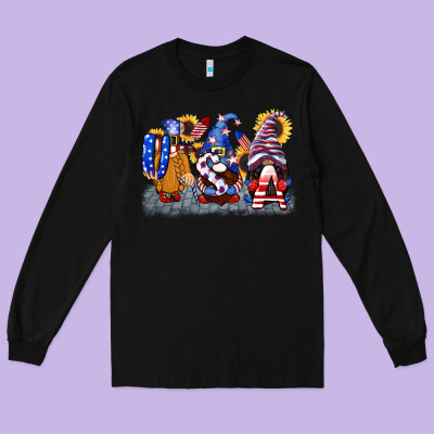 Usa 4th Of July Gnomes  4th Of July Long Sleeve Tee Designed By Cowgirlartshop