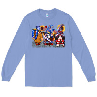 Colony Blue USA 4th of July gnomes  4th of july Long Sleeve Tee - CowGirlArtShop