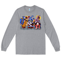 Heather Grey USA 4th of July gnomes  4th of july Long Sleeve Tee - CowGirlArtShop