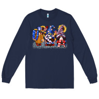 Navy USA 4th of July gnomes  4th of july Long Sleeve Tee - CowGirlArtShop