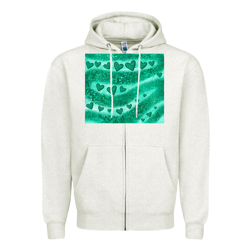 Green Glitter Heart Zipper Hoodie by JahusDesignShop | Teevron