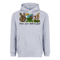 Heather Grey Peace Love Nubian Goat Heavyweight Hoodie - LillyAllenDesigns