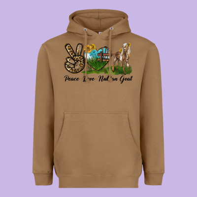 Peace Love Nubian Goat Heavyweight Hoodie Designed By Lillyallendesigns