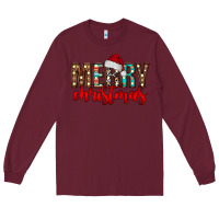 Burgundy merry christmas Long Sleeve Tee - CowhideDigitalArt