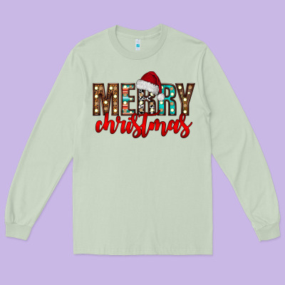 Merry Christmas Long Sleeve Tee Designed By Cowhidedigitalart