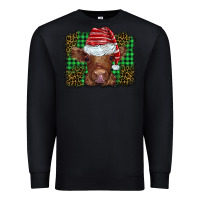 Black christmas leopard buffalo plaid baby highland cow Premium Sweatshirt - BarkalooDesign