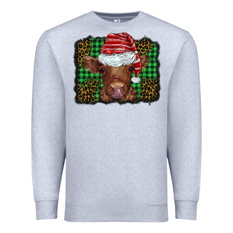 Christmas Leopard Buffalo Plaid Baby Highland Cow Premium Sweatshirt by BarkalooDesign | Teevron