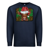 Navy christmas leopard buffalo plaid baby highland cow Premium Sweatshirt - BarkalooDesign