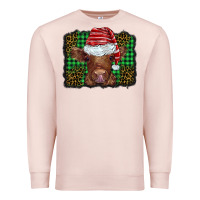 Pale Pink christmas leopard buffalo plaid baby highland cow Premium Sweatshirt - BarkalooDesign