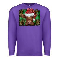 Purple christmas leopard buffalo plaid baby highland cow Premium Sweatshirt - BarkalooDesign
