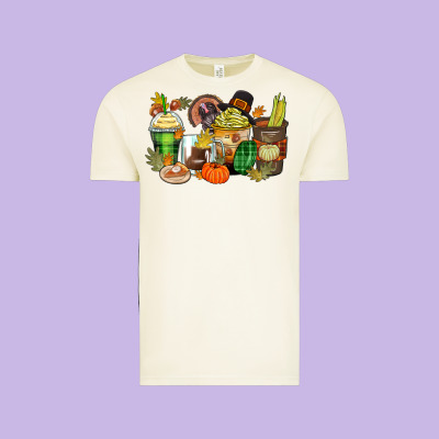 Thanksgiving Coffee Cups Vintage Tee Designed By Zillion Design Studio