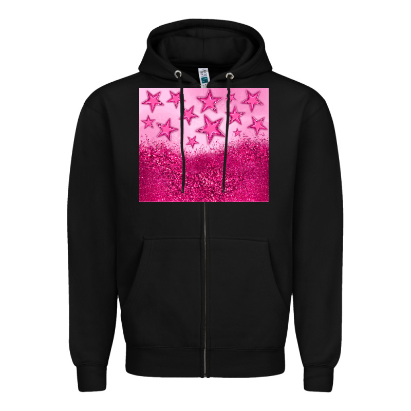 Pink Glitter Star Zipper Hoodie by JahusDesignShop | Teevron