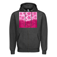 Charcoal Heather pink glitter star Zipper Hoodie - JahusDesignShop