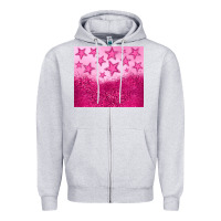 Heather Grey pink glitter star Zipper Hoodie - JahusDesignShop