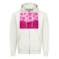 Oatmeal Heather pink glitter star Zipper Hoodie - JahusDesignShop