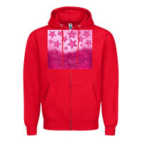Red pink glitter star Zipper Hoodie - JahusDesignShop