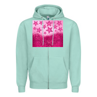 Seafoam pink glitter star Zipper Hoodie - JahusDesignShop