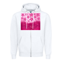 White pink glitter star Zipper Hoodie - JahusDesignShop