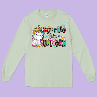 Sparkle Like A Unicorn Long Sleeve Tee Designed By Adodesignshop