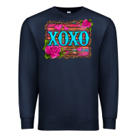 Navy xoxo valentine's day pink roses and hearts Premium Sweatshirt - Jasminsmagicworld