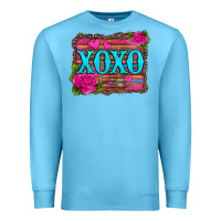 Ocean Blue xoxo valentine's day pink roses and hearts Premium Sweatshirt - Jasminsmagicworld