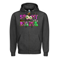 Charcoal Heather spooky mama Zipper Hoodie - AdoDesignShop
