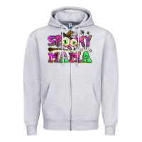 Heather Grey spooky mama Zipper Hoodie - AdoDesignShop