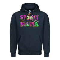 Navy spooky mama Zipper Hoodie - AdoDesignShop