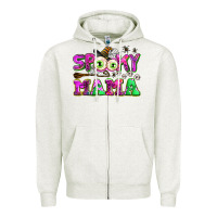 Oatmeal Heather spooky mama Zipper Hoodie - AdoDesignShop