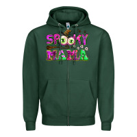 Sports Green spooky mama Zipper Hoodie - AdoDesignShop