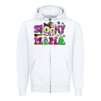 White spooky mama Zipper Hoodie - AdoDesignShop