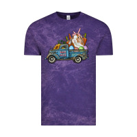 Cloud Purple Happy Easter Truck with Bunny Eggs And Carrot Vintage Tee - RanaPortraitStore