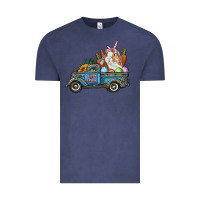 Vintage Denim Happy Easter Truck with Bunny Eggs And Carrot Vintage Tee - RanaPortraitStore