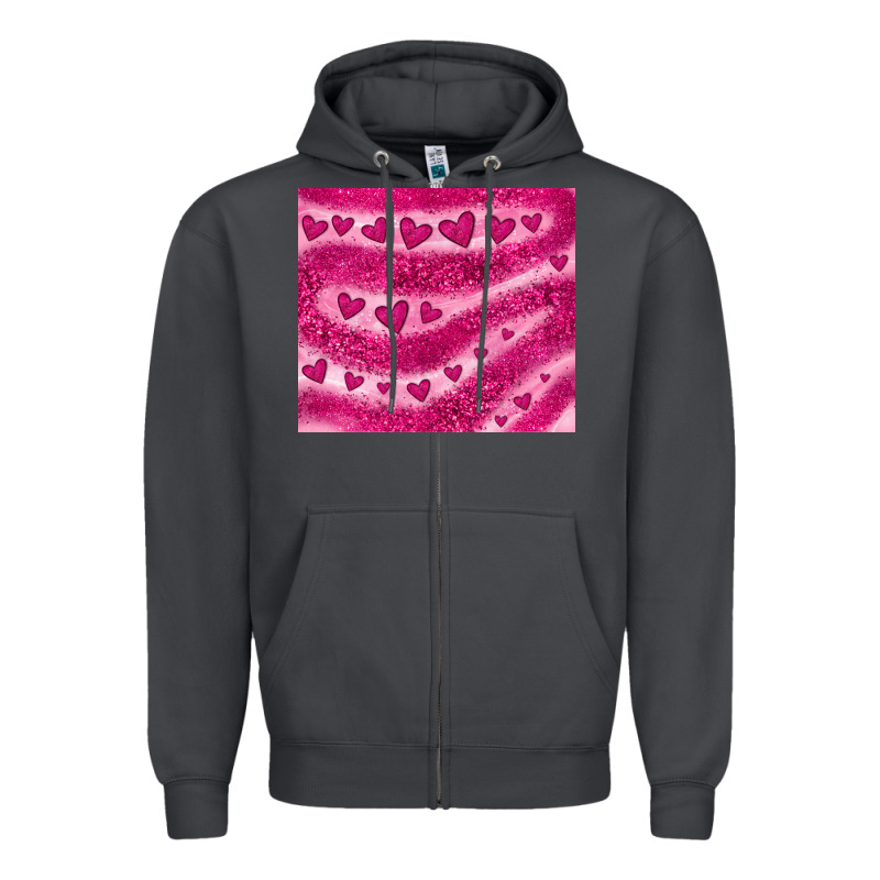 Pink Glitter Heart Zipper Hoodie by JahusDesignShop | Teevron