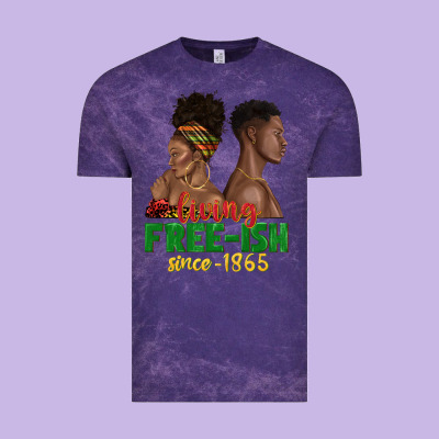 Vintage Tee living free ish since 1865 with afro black woman a