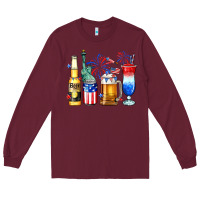 Burgundy 4th of July American drinks Long Sleeve Tee - Neo Western