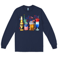 Navy 4th of July American drinks Long Sleeve Tee - Neo Western