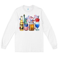 White 4th of July American drinks Long Sleeve Tee - Neo Western