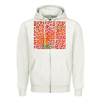 Oatmeal Heather orange leopard glitter Zipper Hoodie - JahusDesignShop