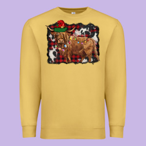 Christmas Highland Cow Premium Sweatshirt Designed By Barkaloodesign
