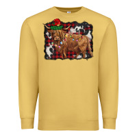 Antique Gold christmas highland cow Premium Sweatshirt - BarkalooDesign