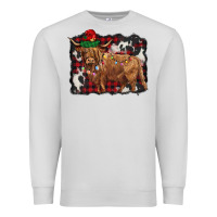 Dove Grey christmas highland cow Premium Sweatshirt - BarkalooDesign