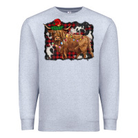 Heather Grey christmas highland cow Premium Sweatshirt - BarkalooDesign