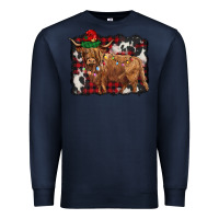 Navy christmas highland cow Premium Sweatshirt - BarkalooDesign