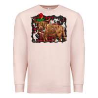 Pale Pink christmas highland cow Premium Sweatshirt - BarkalooDesign