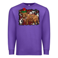 Purple christmas highland cow Premium Sweatshirt - BarkalooDesign