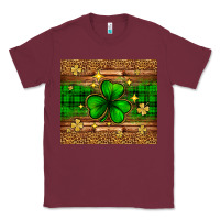 Burgundy St. Patrick's Day shamrock leopard Classic Tee - Neo Western
