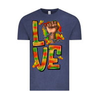Vintage Denim love juneteenth with fist Vintage Tee - texasbilliewilder