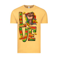 Vintage Mustard love juneteenth with fist Vintage Tee - texasbilliewilder