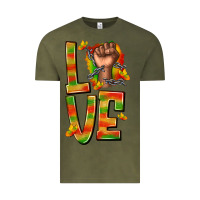 Vintage Olive love juneteenth with fist Vintage Tee - texasbilliewilder